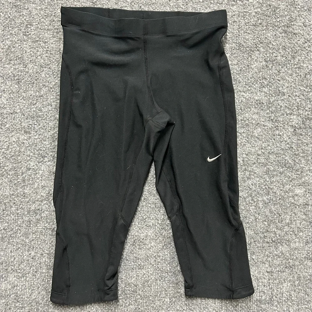 Nike Leggings Womens Size S Black Fit Dry Cropped Athletic Running Mesh Pocket